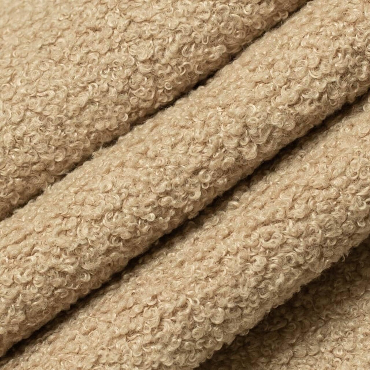 Natural Shearling Textured Upholstery Fabric by The Yard - SKU: Menlo Wheat